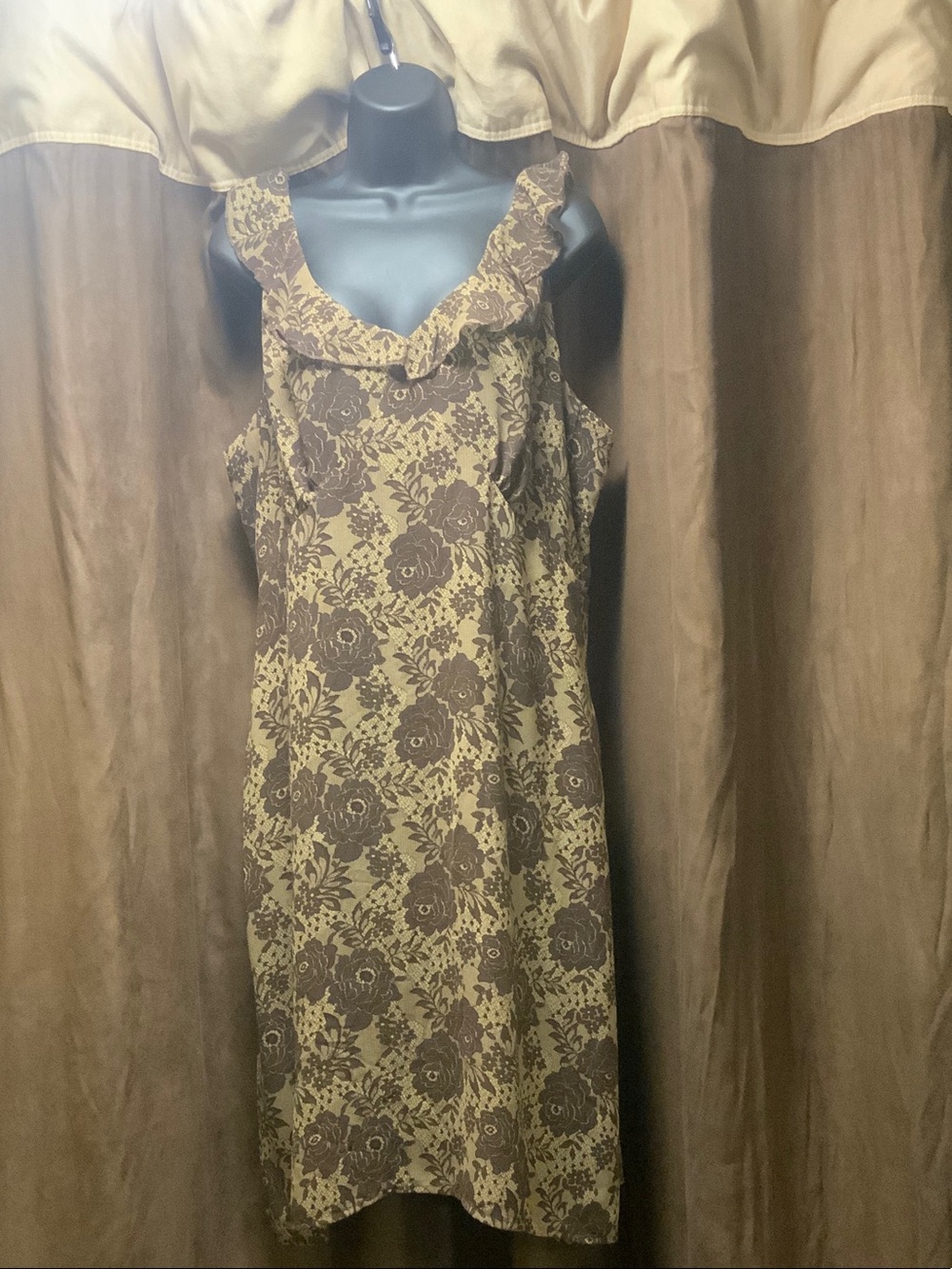 Old Navy Brown Floral Ruffle-Trim Sleeveless Dress (NWOT)